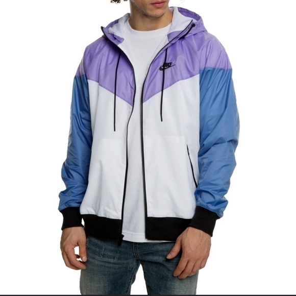 Nike Men's Lavender & Blue Colorblock Big & Tall WindBreaker Lightweight…